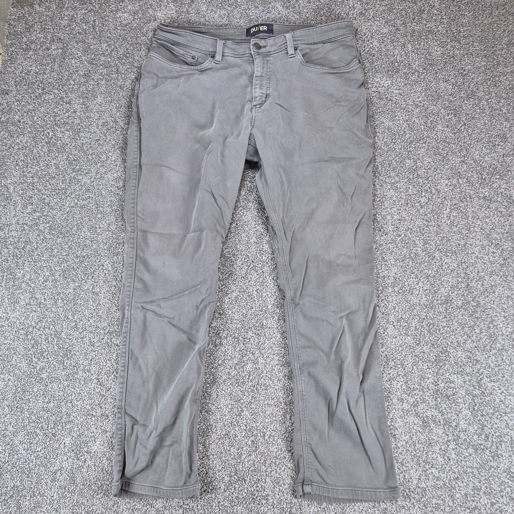 DU/ER No Sweat N2X Relaxed Taper Pants Mens 36x30 Gray Stretch DUER